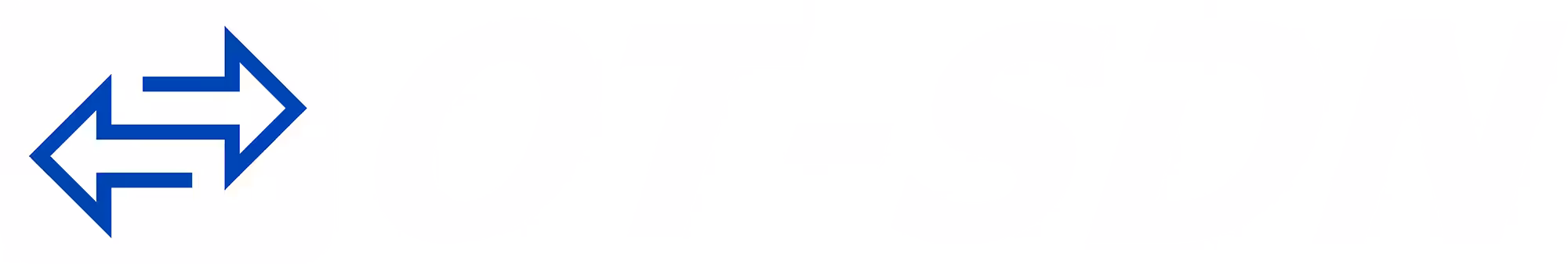 OT-SDN Logo with Blue Arrows Two blue arrows pointing in opposite directions on a white background.